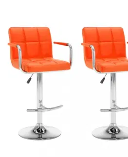 Barové stoličky Barové stoličky 2 ks umelá koža / kov Dekorhome Oranžová