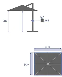Záhradné slnečníky a doplnky DEOKORK Slnečník výkyvný WOOD 3x4 m (prírodná)