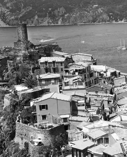 Čiernobiele obrazy Obraz čiernobiele pobrežie Talianska