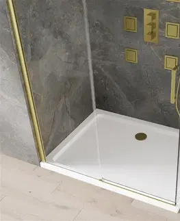 Vane MEXEN/S - Omega Sprchovací kút 100x90 cm, transparent, zlatý + vanička so sifónom 825-100-090-50-00-4010