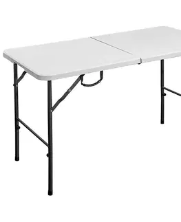 Záhradné stoly Turistický rozkladací stolík 120X60X74cm biely