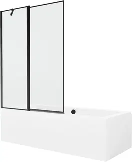Sprchové dvere MEXEN/S - Cube obdĺžniková vaňa 180 x 80 cm s panelom + vaňová zástena 120 cm, čierna vzor 550518080X9412117070