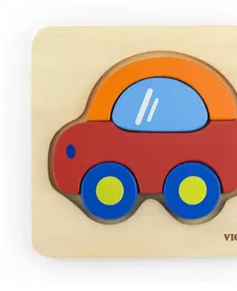 Hračky puzzle VIGA - Drevené puzzle pre najmenších Viga Auto