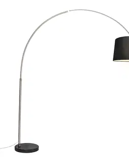 Oblúkové lampy Oblúková lampa oceľová látková tienidlo čierna 45 cm - XXL