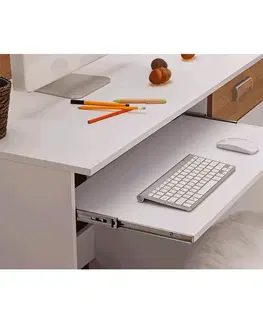 Písacie stoly PC stôl, biela/dub nash, EGO L10