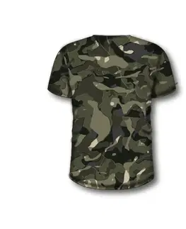 mikiny Poľovnícke tričko s krátkym rukávom 100 s maskovacím motívom lesa V1 zelené