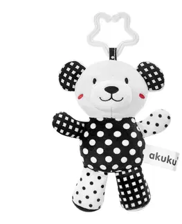 Plyšové hračky AKUKU - Plyšová hračka s hrkálkou medvedík čiernobiely