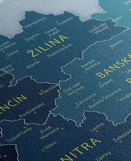 Obrazy mapy Obraz elegantná mapa Slovenska v modrom