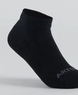 bedminton Detské športové ponožky RS 160 stredne vysoké 3 páry sivo-čierne