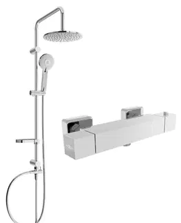Sprchy a sprchové panely MEXEN/S - Carl sprchový stĺp vrátane sprchovej termostatickej batérie Cube, chróm 77200240-00