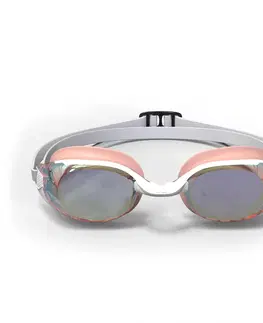 plávanie Plavecké okuliare BFit zrkadlové sklá jednotná veľkosť bielo-ružové