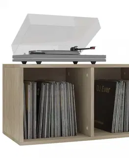 Truhly a úložné boxy Úložný box na LP dosky drevotrieska Dekorhome Čierna lesk