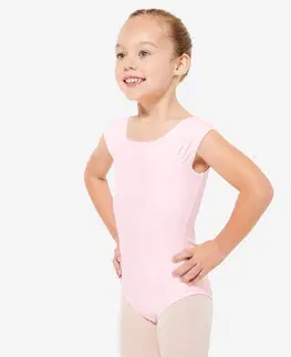 balet Dievčenský baletný trikot s krátkymi rukávmi ružový