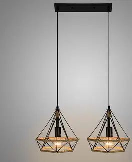 Moderné lampy do obývačky Luster Piramida 8803/2 Black+Sznur Lw2