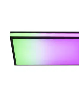 Stropne svietidla Stropné svietidlo čierne štvorcové vrátane LED RGBW s diaľkovým ovládaním - Trafalgar