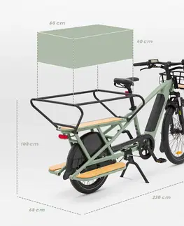 elektrobicykle Nákladný elektrický bicykel Longtail R500E s držiakom nákladu vzadu svetlozelený