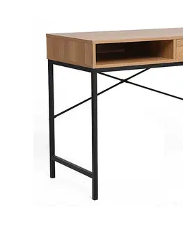 Písacie stoly P-027 písací stôl, dub / čierna