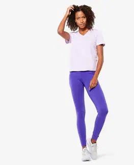 nohavice Dámske legíny na fitnes Slim Fit+ 500 – fialové