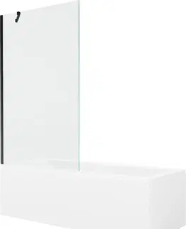 Sprchové dvere MEXEN/S - Cubik obdĺžniková vaňa 160 x 70 cm s panelom + vaňová zástena 100 cm, transparent, čierna 550316070X9510000070