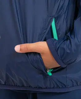 mikiny Detská vetruvzdorná bežecká bunda Wind s kapucňou tmavomodro-zelená