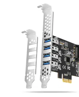 Výmenné kity a boxy AXAGON PCEU-43RS PCIe radič 4x USB3.0 UASP VIA, 15-pin SATA napájanie PCEU-43RS
