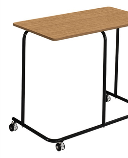 Konferenčné stolíky KONDELA Allyra príručný stolík na kolieskach dub / čierna