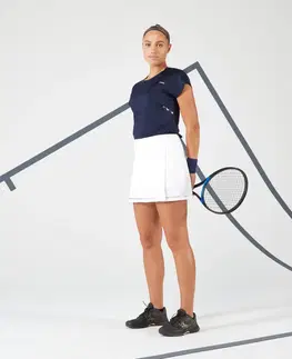 dresy Dámske tenisové tričko Dry 500 s okrúhlym výstrihom modro-čierne