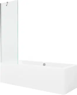 Sprchové dvere MEXEN/S - Cube obdĺžniková vaňa 180 x 80 cm s panelom + vaňová zástena 60 cm, transparent, chróm 550518080X9506000001
