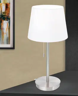 Lampy na nočný stolík Orion Stolná lampa Ludwig s USB portom biela/nikel matná
