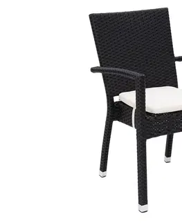Záhradné stoličky a kreslá Záhradné ratanové kreslo NAPOLI s poduškou (čierna)