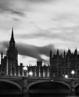 Samolepiace tapety Samolepiaca fototapeta nočný čiernobiely Big Ben v Londýne