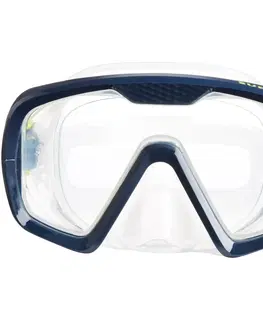 potápanie Maska SCD 100 priesvitná lícnica a modrý rám
