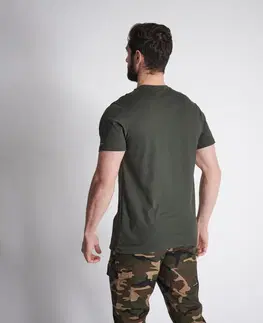 mikiny Bavlnené tričko - 100 s krátkym rukávom a motívom diviaka zelené