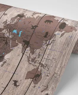 Samolepiace tapety Samolepiaca tapeta mapa na drevenom podklade