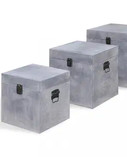 Úložné boxy Úložný box 3 ks betón Dekorhome
