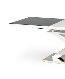 Jedálenské stoly HALMAR Sandor 2 rozkladací jedálenský stôl čierny lesk / biely lesk / nerezová
