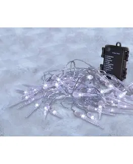 Vianočné dekorácie Solight Svetelná vonkajšia reťaz s 50 LED akrylátovými cencúľmi, 7,5 m