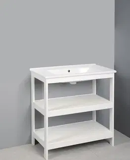 Kúpeľňový nábytok AQUALINE - ETIDE policová umyvadlová skříňka 81,5x86x44 cm, matná biela ET830