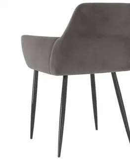 Jedálenské stoličky a kreslá Jedálenská stolička 2 ks zamat / kov Dekorhome Vínová