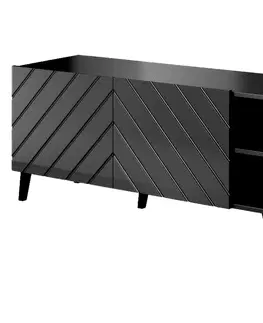 TV stolíky CAMA MEBLE Abeto 150 tv stolík čierna / čierny lesk