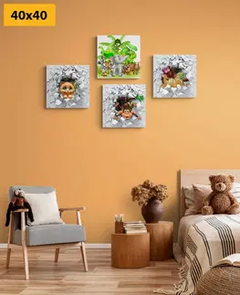 Zostavy obrazov Set obrazov džungľa plná zvierat