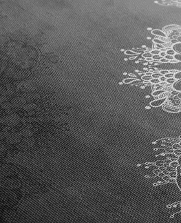 Čiernobiele obrazy Obraz prvky kvetinovej Mandaly v čiernobielom prevedení