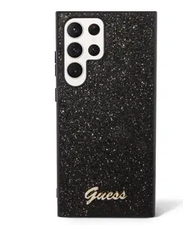 Puzdrá na mobilné telefóny Puzdro Guess PCTPU Glitter Flakes Metal Logo pre Samsung Galaxy S23 Ultra, čierne 57983112868