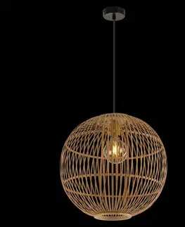Závesné svietidlá Globo Závesné svetlo Hildegard z bambusu, Ø 40 cm