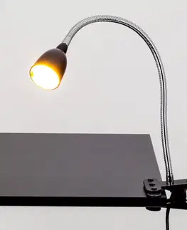 Stolové lampy s klipom Lindby Upínacia LED lampa Rabea v čiernej