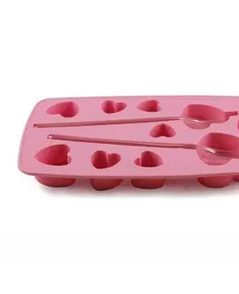 Formy na pečenie TORO Forma silikónová na ľad so slamkou, srdce, ružová