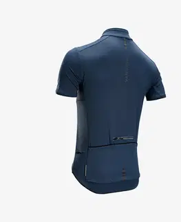 dresy Pánsky letný dres Endurance s krátkym rukávom na cestnú cyklistiku sivomodrý