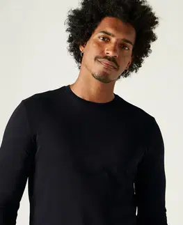 mikiny Pánske tričko 100 s dlhým rukávom na cvičenie čierne