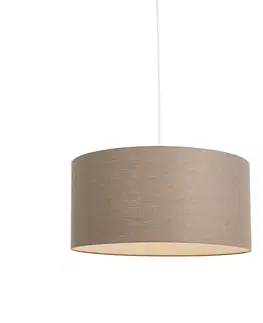 Zavesne lampy Vidiecka závesná lampa biela s hnedým tienidlom 50 cm - Combi 1