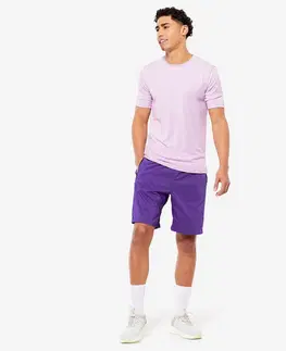 nohavice Pánske základné šortky 120 na fitnes priedušné s vreckami na zips fialové